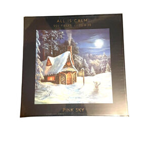 Jigsaw Puzzle Game 500 Pcs 20x20  Wonderland All Is Calm Pink Sky NEW Sealed